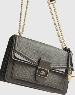Brown Front Chain Shoulder Bag