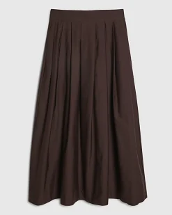 Brown Full A Line Midi Skirt