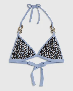 Brown Geometric Print Bikini Top