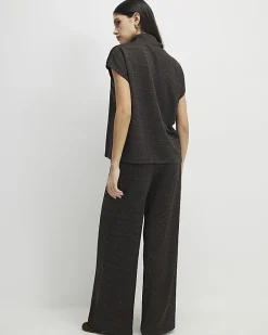 Brown Glitter Wide Leg Trousers