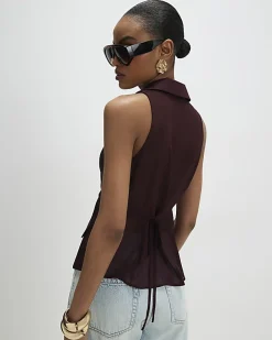Brown Halter Corset Blouse
