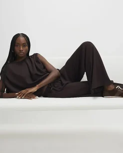 Brown High Waisted Premium Wide Leg Joggers
