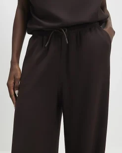 Brown High Waisted Premium Wide Leg Joggers