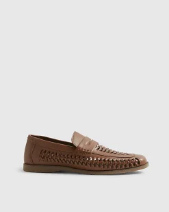 Brown Interweave Loafers