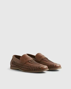 Brown Interweave Loafers