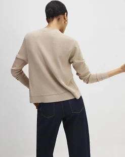 Brown Knit Fitted Scallop Trim Cardigan