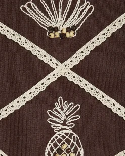 Brown Knitted Shell and Palm Tank Top