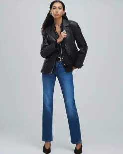 Brown Leather Fitted Waist Blazer