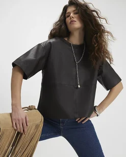 Brown Leather T-Shirt