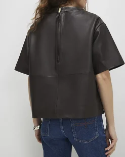 Brown Leather T-Shirt
