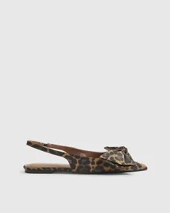 Brown Leopard Bow Slingback Flats