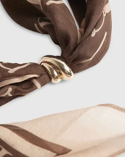 Brown Lightweight Monogram Print Scarf