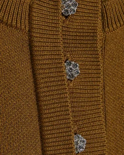 Brown Linen Blend Double Layer Knitted Vest
