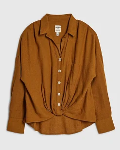 Brown Linen Blend Shirt