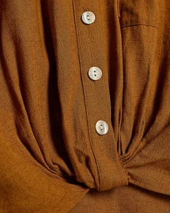 Brown Linen Blend Shirt