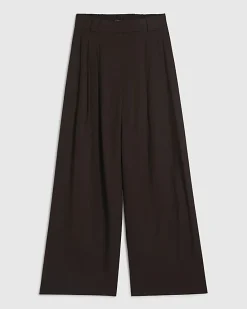 Brown Linen Blend Tailored Wide Leg Trousers