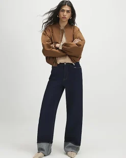 Brown Long Sleeve Bomber Jacket