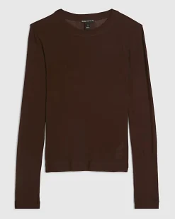 Brown Long Sleeve Semi Sheer Top