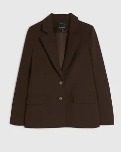 Brown Long Sleeve Single Breasted Blazer