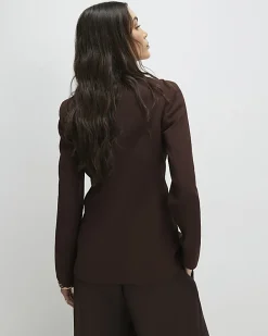Brown Long Sleeve Single Breasted Blazer