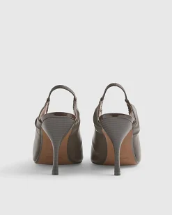 Brown Metal Toe Cap Court Shoes
