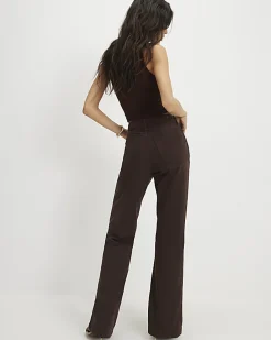 Brown Mid Rise Bootcut Jeans