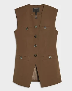 Brown Military Nipped Waistcoat