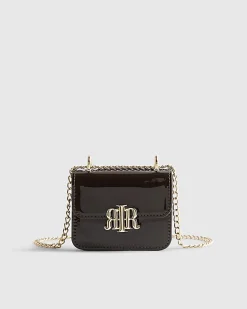 Brown Mini Patent Satchel Purse