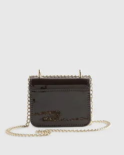Brown Mini Patent Satchel Purse