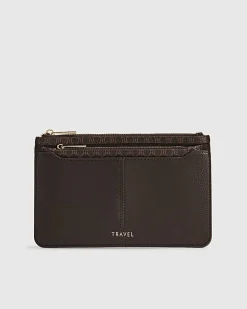 Brown Monogram Print Travel Wallet