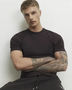 Brown Muscle Fit Lightweight Stretch T-Shirt
