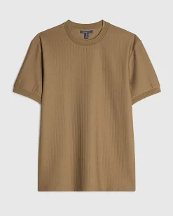 Brown Muscle Fit Textured T-Shirt