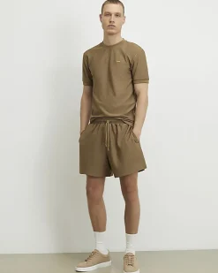 Brown Muscle Fit Textured T-Shirt