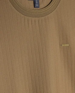 Brown Muscle Fit Textured T-Shirt