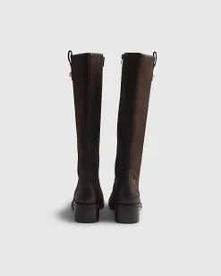 Brown Nubuck Leather Knee High Boots