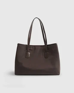 Brown Nylon Buckle Handle Shopper Bag
