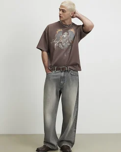 Brown Oversized Fit Angel of Night T-shirt