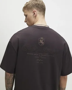 Brown Oversized Fit Lightweight Print T-shirt