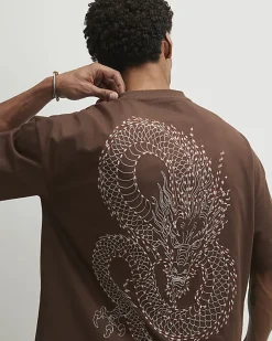 Brown Oversized Fit Tokyo Dragon T-Shirt
