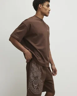 Brown Oversized Fit T-Shirt and Short Set