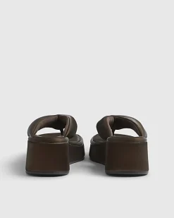 Brown Padded Toe Thong Flatform Sandals