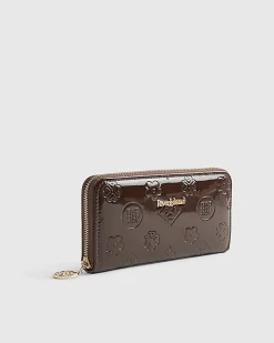 Brown Patent Embossed Monogram Purse