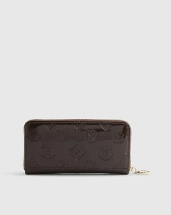 Brown Patent Embossed Monogram Purse