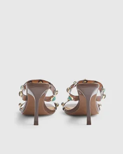 Brown Perspex Gem Heeled Mules