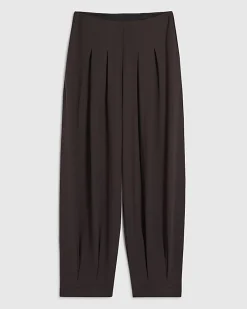 Brown Pleat Front Tapered Trousers
