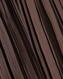 Brown Pleated Hybrid Short Sleeve T-Shirt