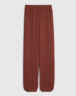 Brown Pleated Mesh Balloon Leg Trousers