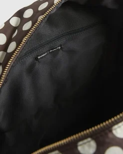 Brown Polka Dot Quilted Holdall Bag