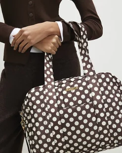 Brown Polka Dot Quilted Holdall Bag