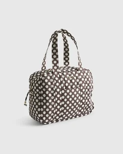 Brown Polka Dot Quilted Holdall Bag